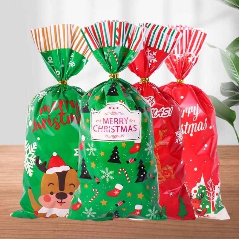 Pack of 50pcs Holiday Treat Bags Christmas Candy Bags Organizers for Gift Wraps