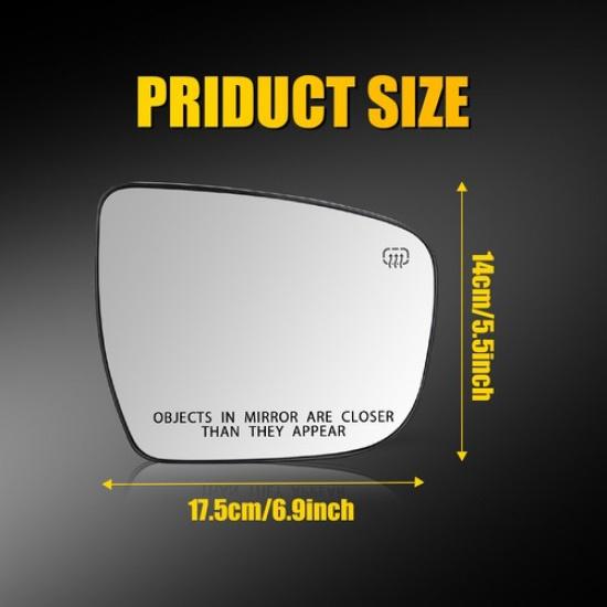 Passenger Side Mirror Glass Heated For 2014- Nissan Rogue 2015-2024 Murano N