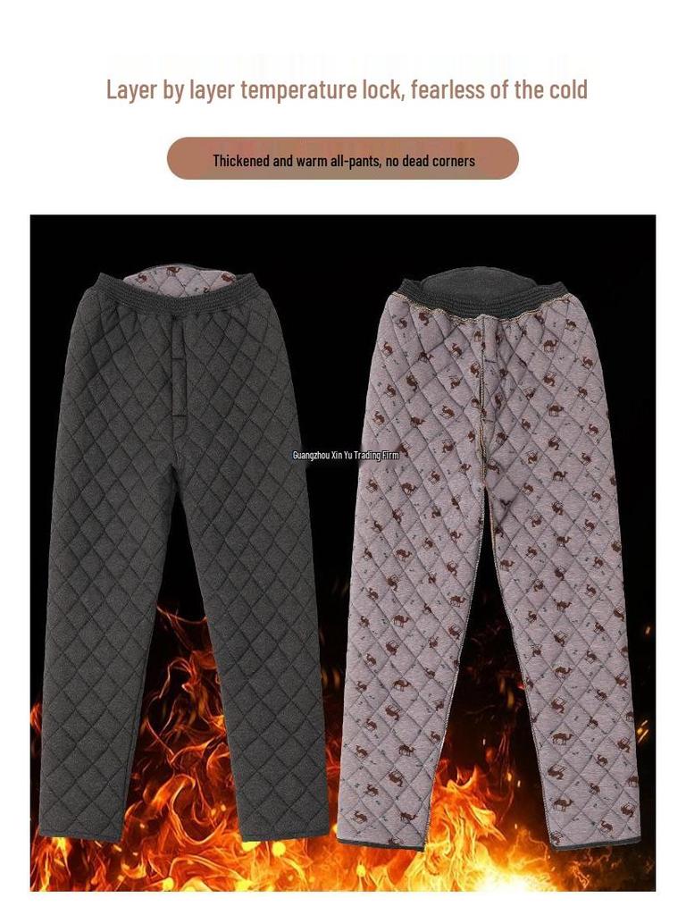 Men's Winter Velvet Set for Seniors: Warm Cotton Jacket and Pants