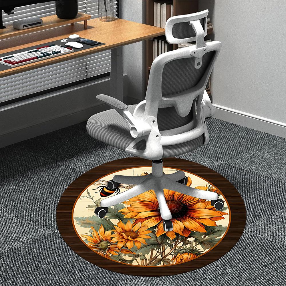 

1pc Sunflower Bouquet Chair Carpet for Office Non-Slip, Machine Washable Rug for Office, Room - Polyester, Machine Made yy251029209 80cm by 80cm