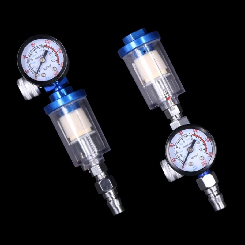 Pneumatic Tools In-line Oil Water TrapFilterSeparator Air Adjusting Regulator with Pressure Gauges Water TrapFilter