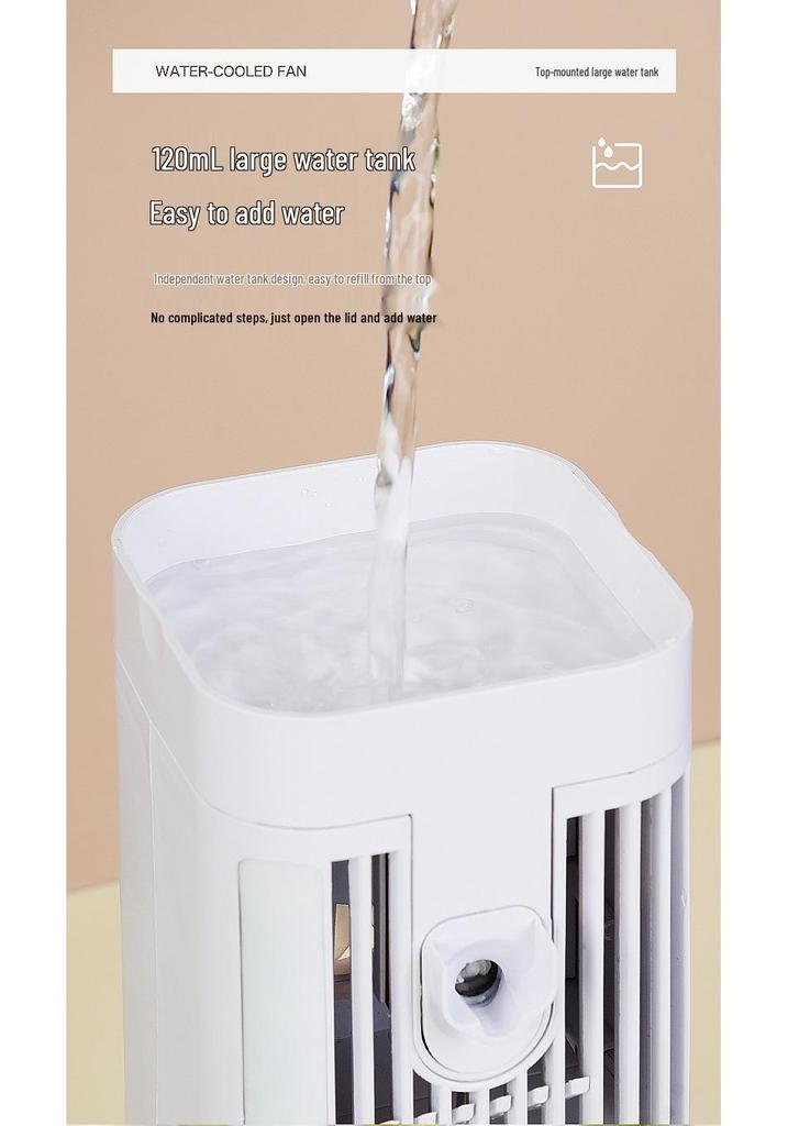 Portable Desktop Air Cooler with Night Light - Compact Household Electric Fan for Indoor Cooling and Humidification