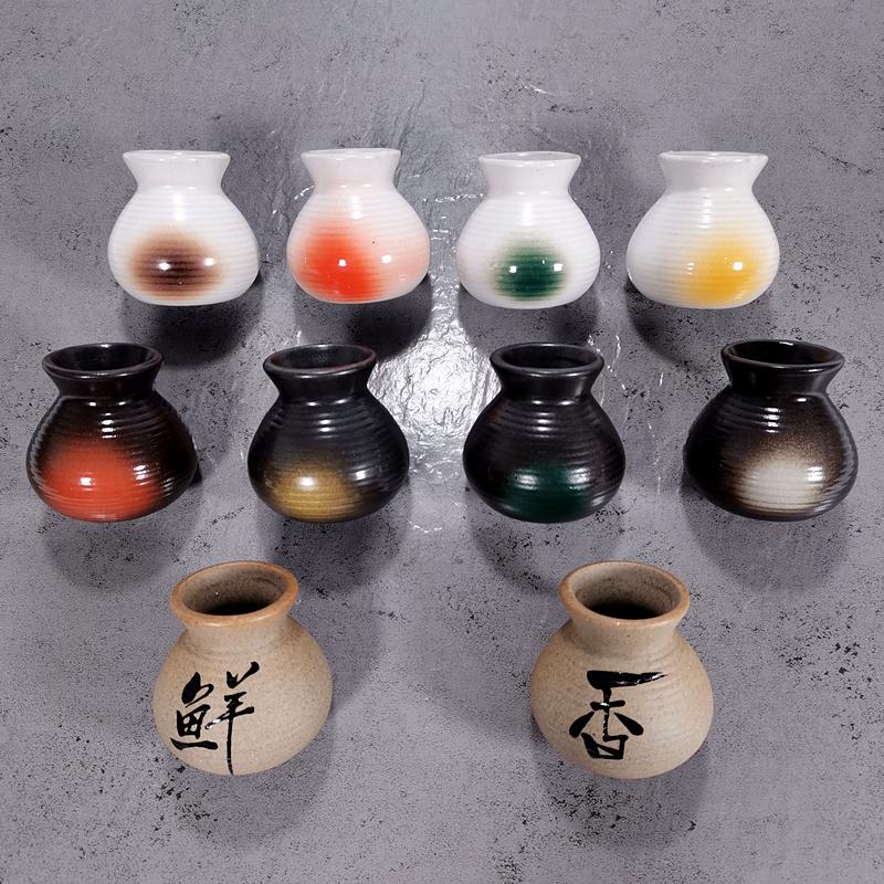 Sushi Shop Sashimi Plate Decor Small Bottle Dry Ice Barrel Ceramic Toothpick Holder Japanese Style Fruit Picks Container Jar Box