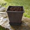Succulent Herb Planters Square Resin Planter 10 Inch Large Plant Pot with Drainage Hole Modern Flower Pots for Living Room Decorative Garden Saucer