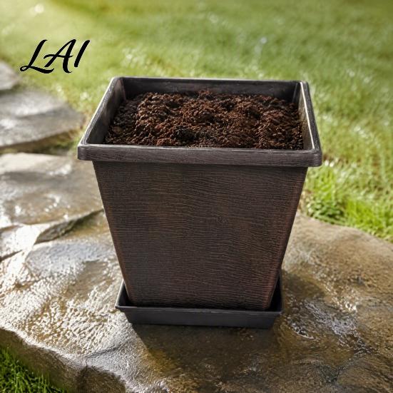 Succulent Herb Planters Square Resin Planter 10 Inch Large Plant Pot with Drainage Hole Modern Flower Pots for Living Room Decorative Garden Saucer
