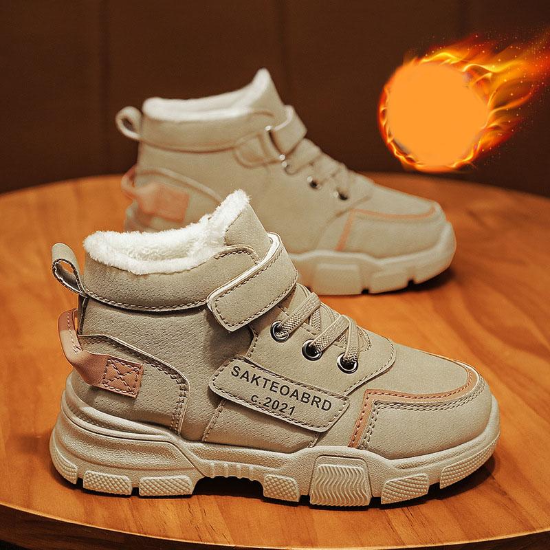 Winter Martin Boots Children's Snow Hiking Boots High Top Plus Velvet Thickening Shoes for Boys Girls Outdoors Walking Sports Wear-resistant