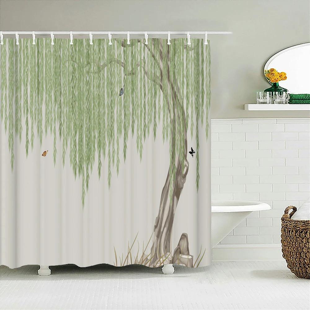 

Waterproof Fabric Shower Curtains Tree Leaves White Birch Bathroom Large 240X180 3D Print Decoration Shower Curtain Bath Screen W60H190(CM)-1 Pcs