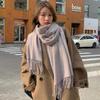 White Cashmere Scarf: Thickened, Solid Color, Versatile for Women & Men, Perfect for Autumn & Winter