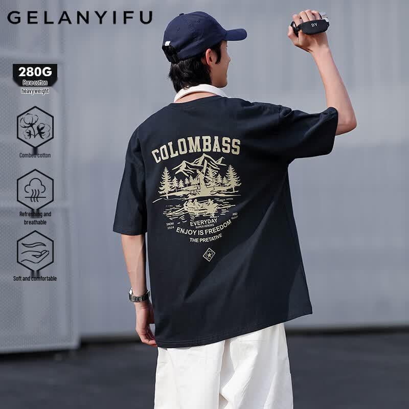 Men s Japanese Style Loose Fit Heavyweight Cotton T-Shirt M