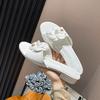 Women Shoes Summer Fashion Flowers Leather Slipper Ladies Elegant Casual Sandals Girl Heels Slides