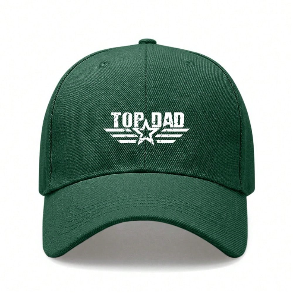 Light Beige Baseball Cap - "TOP DAD" Letter Print Polyester Adjustable Breathable Outdoor Sports Hat Unisex Dad Hat