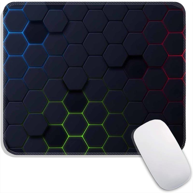 Geometric Standard Anime Mouse Pad Hexagon Edge Stitched Small Gaming Mousepad Travel Mouse Mat Non-Slip Office Mousemats