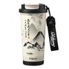 Guochao Double-Walled Coffee Cup with 316 Stainless Steel Liner, Ceramic Thermos, Portable Business Gift.