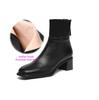 Krazing Pot Sheepskin Autumn Winter Shoes Thick Heels Size 42 Square Toe Zipper Knitwear Vintage Ankle Boots