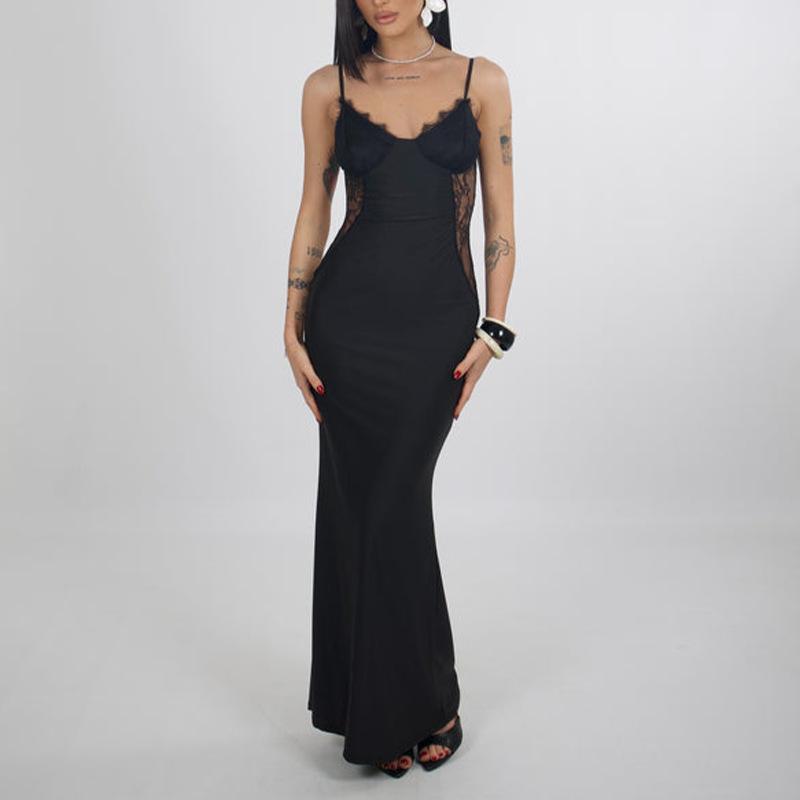 Spring new women s clothing, European and American, sexy lace suspender waist slim dress S