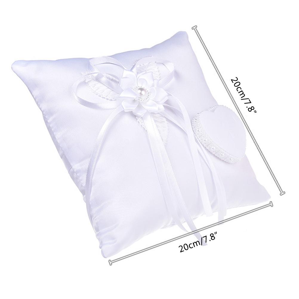1 PIÈCE Coussin d'anneau carré blanc style occidental avec bouton de camélia (20x20cm) gris