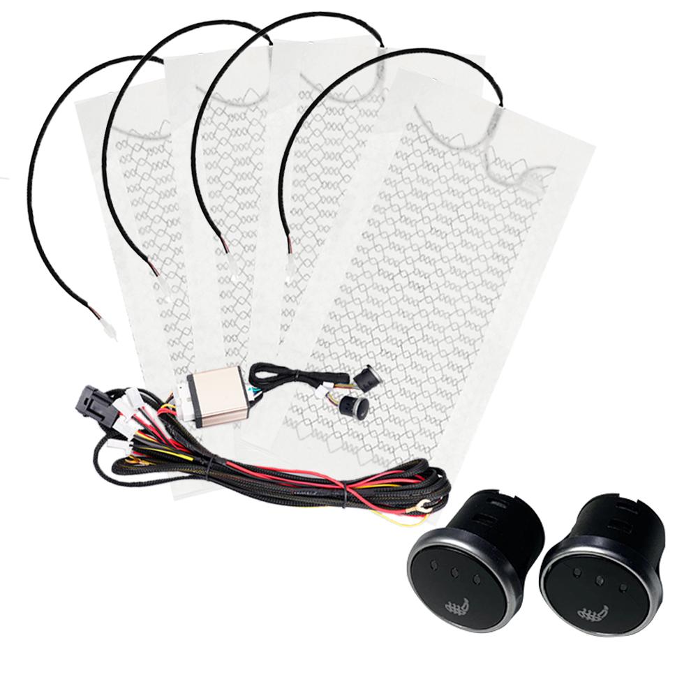 12V Car Seat Heater Universal Heat Pad 3 Level Heated Round Cushion Switch Kit Carbon Fiber  Winter Warmer 4Pcs 2 Seats