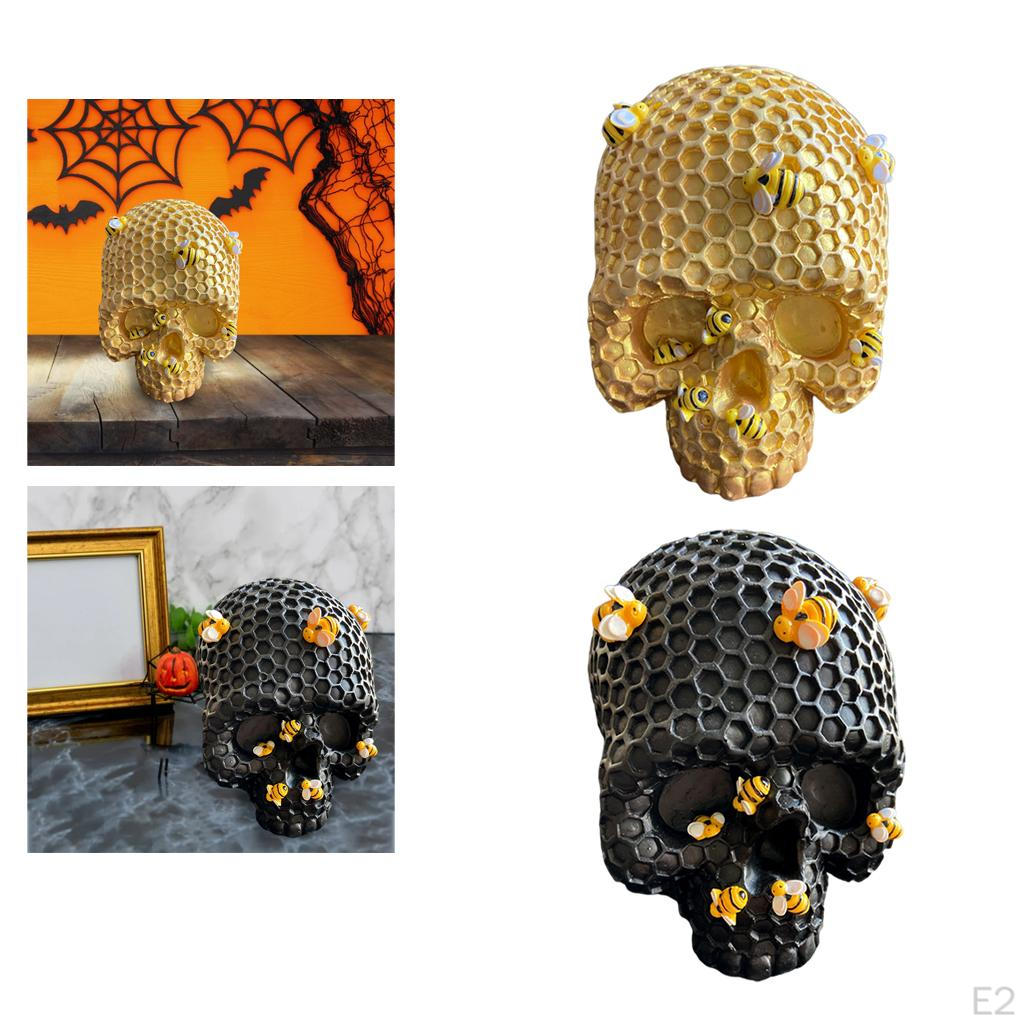Honeycomb Skull Sculpture Craft Display Halloween Statue Table Centerpiece Ornament