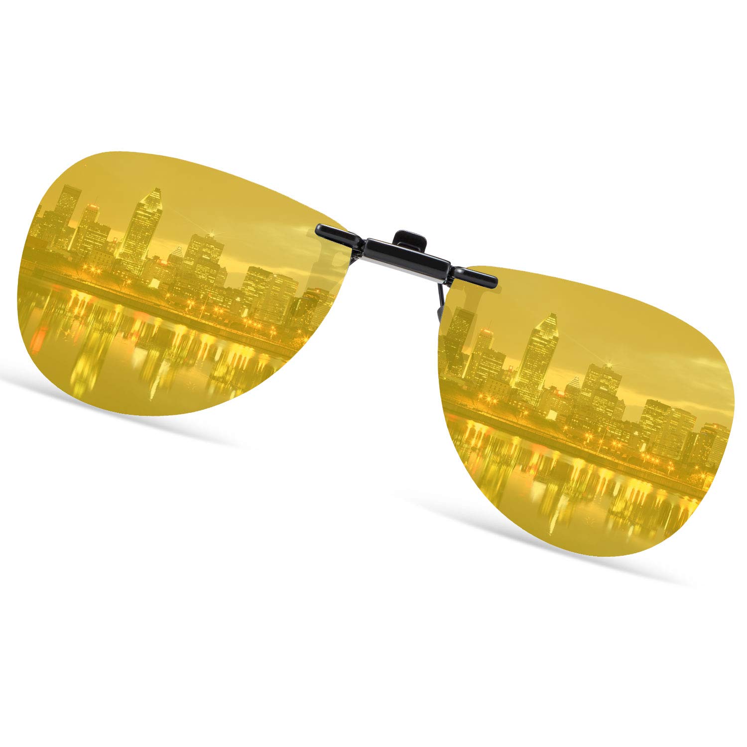 [SOXICK] Clip-on Sunglasses, Polarized, Yellow, for Night Driving, Flip-up Style, UV Protection, for Night Driving, Clip-on Sunglasses for Glasses,