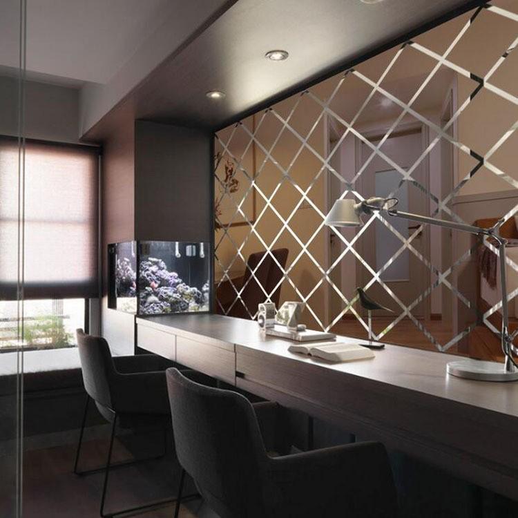 Acrylic Diamond Living Room Wall Sticker - Self-Adhesive Mirror Decor
