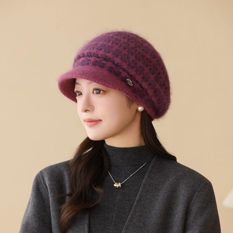 Autumn And Winter Middle-Aged And Elderly Hats, Female Mother Hats, Fleece Thickened, Warm Ears, Cold Protection, Old Lady Knitted Rabbit Fur Hats