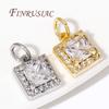 Fashion Square Small Pendants For Jewelry 18K Gold Plated Zircon Crystal Charm For Earrings,DIY Jewelry Making Supplies Findings