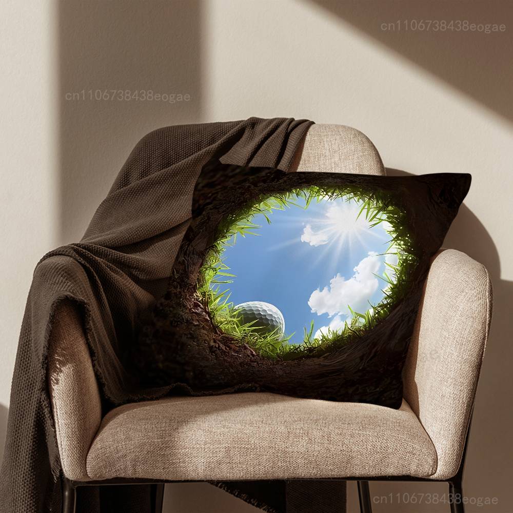 Sport Golf Ball Pillow Case Living Room Sofa Cushion Cover Suitable For Home Bedroom Decoration And Protector