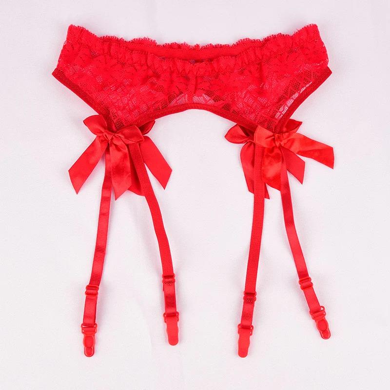 Red Lace Thigh-High Garters Women Sexy Transparent Underwear Elastic Suspender Belt For Stockings Female Erotic Lingerie