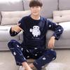 Men's 2024 Coral Fleece Flannel Long Sleeve Loungewear Set for Winter, Spring, and Autumn