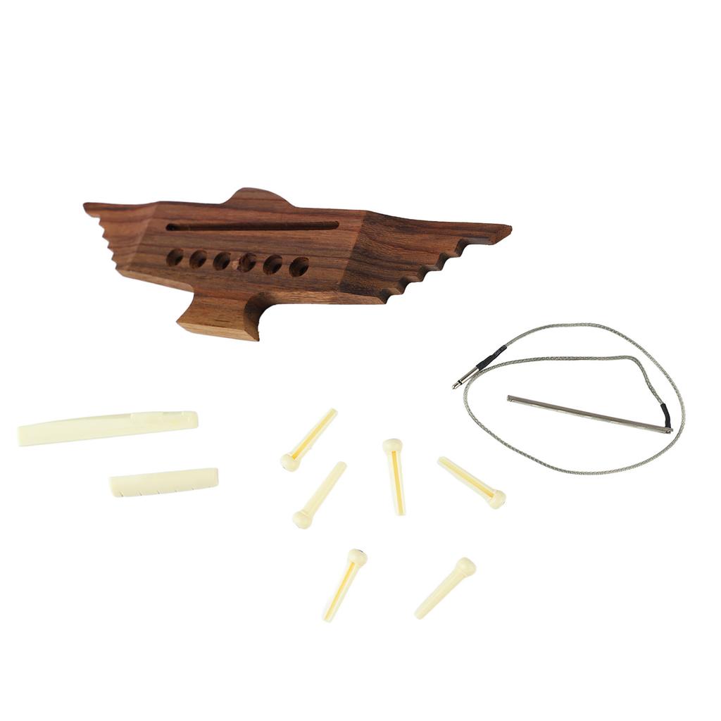 10PCS 6 String Acoustic Guitar Bridge Rosewood Set Musical Instrument Accessory with Saddle Nut Pin