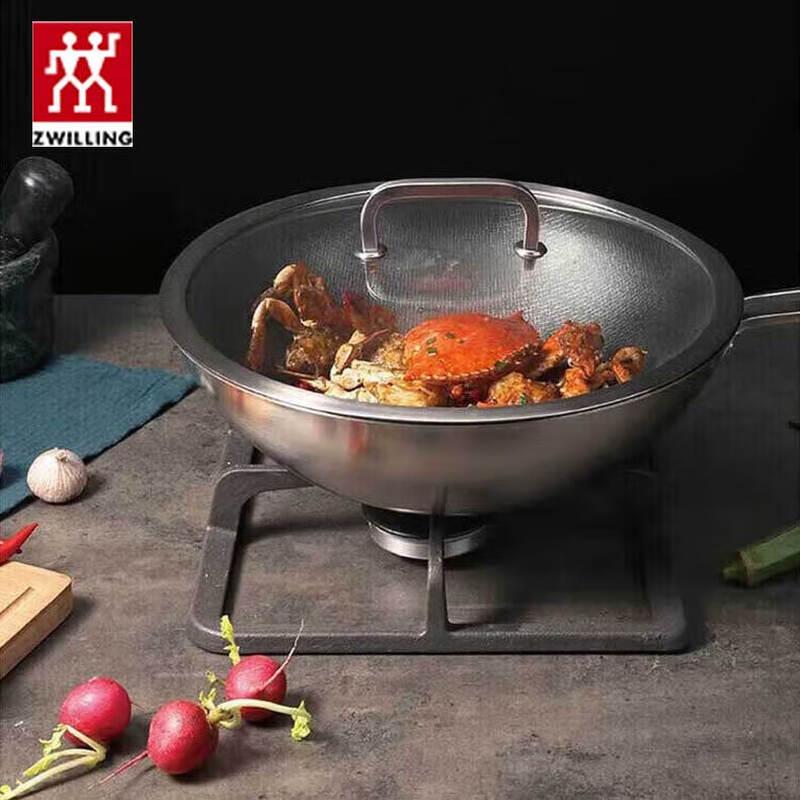 ZWILLING Moment 30cm Stainless Steel Honeycomb Wok