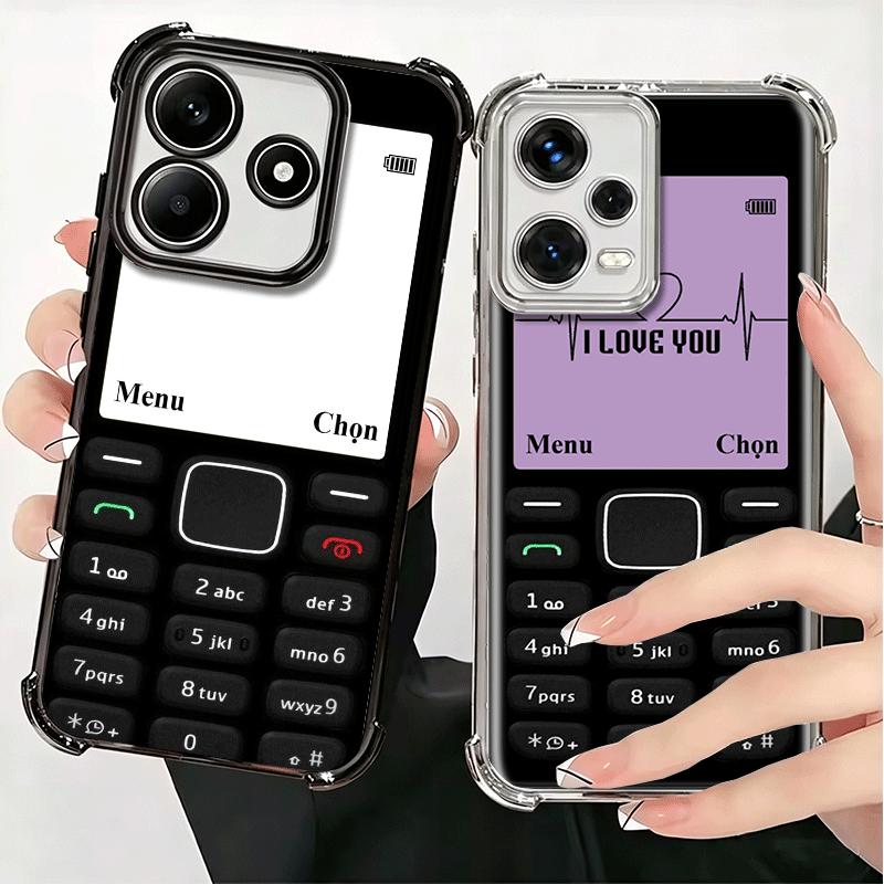 Funny Retro Callphone Plating Phone Case For Xiaomi Redmi Note 14 15 Pro Plus 13 12 11 11S 11T 10 9S 9 5G Anti-Fall Airabag Cove