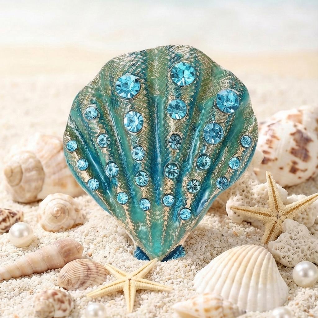 Classic Rhinestone Shell Brooches for Women Unisex Enamel Ocean Pins Friend Event Party New Gifts Jewelry Decoration Accessories