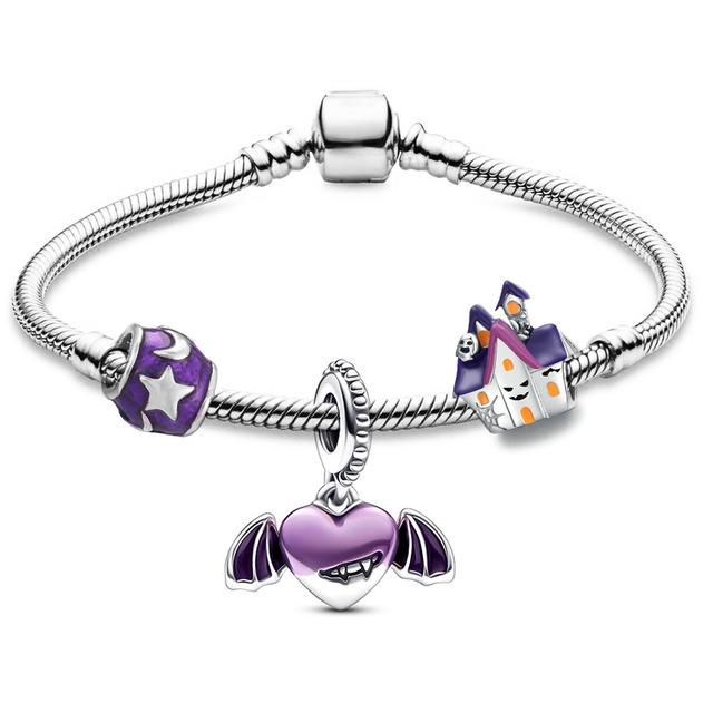 Breloques fantôme chauve-souris citrouille d'halloween, pendentif en perles avec breloques, bijoux pour femmes et enfants, haute qualité