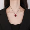 Jewelry Copper Bottom Gold-Plated Simulation Color Red Corundum Blue Pointed Crystal Heart-Shaped Pendant Women 15 * 15