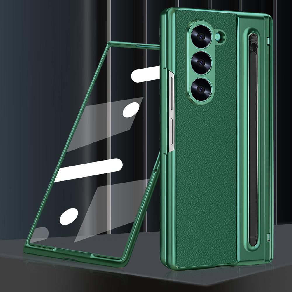

Гальванизированный Чехол-Петля для Телефона Samsung Galaxy Z Fold 6 5 4 5G Fold6 Стекло Экрана Стилус Всесторонний Держатель для Стилуса Чехол Galaxy Z Fold4 зелёный