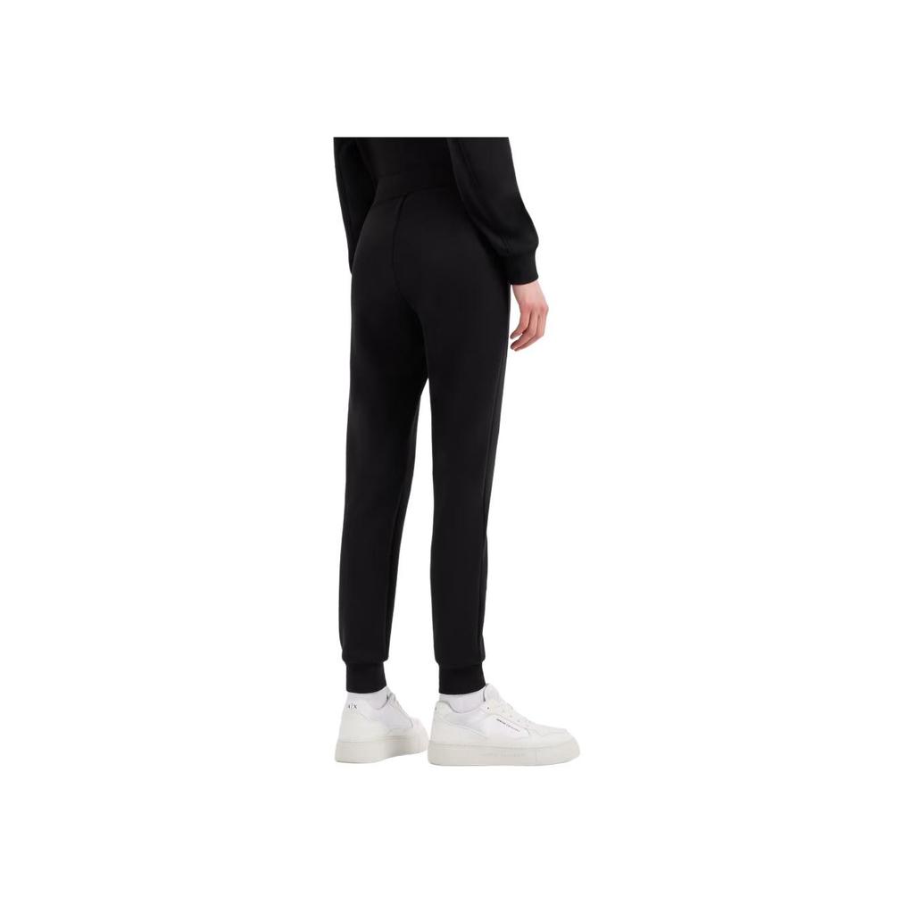 Armani Exchange FW24 Logo Letter Print Drawstring Knit Sweatpants Women bottoms Black 6DYP79-YJEGZ-1200