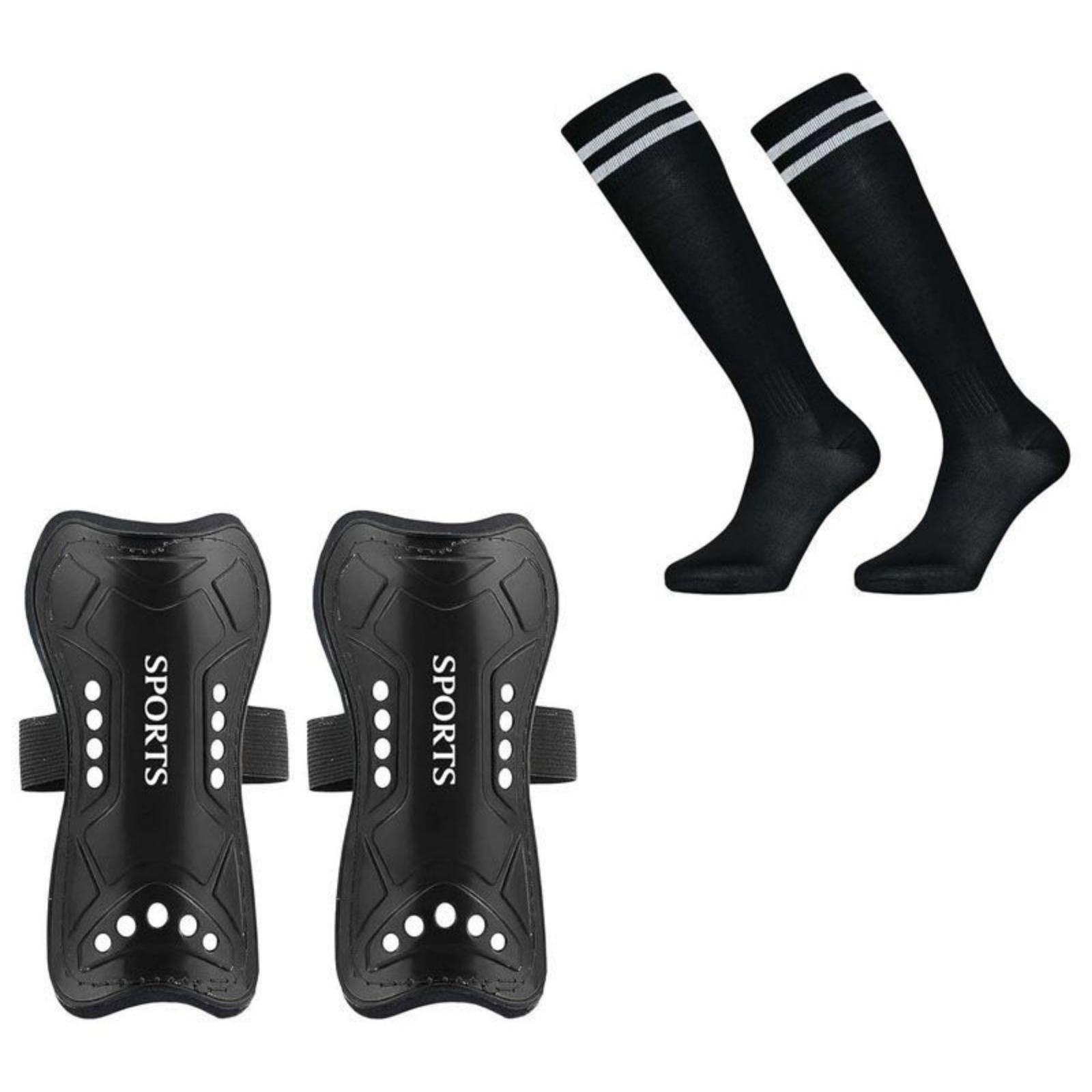 

Soccer Shin Pads Protective Soccer Equipment for Soccer Game, Lightweight Soccer Shin Guards and Socks for Kids Youth S чорний