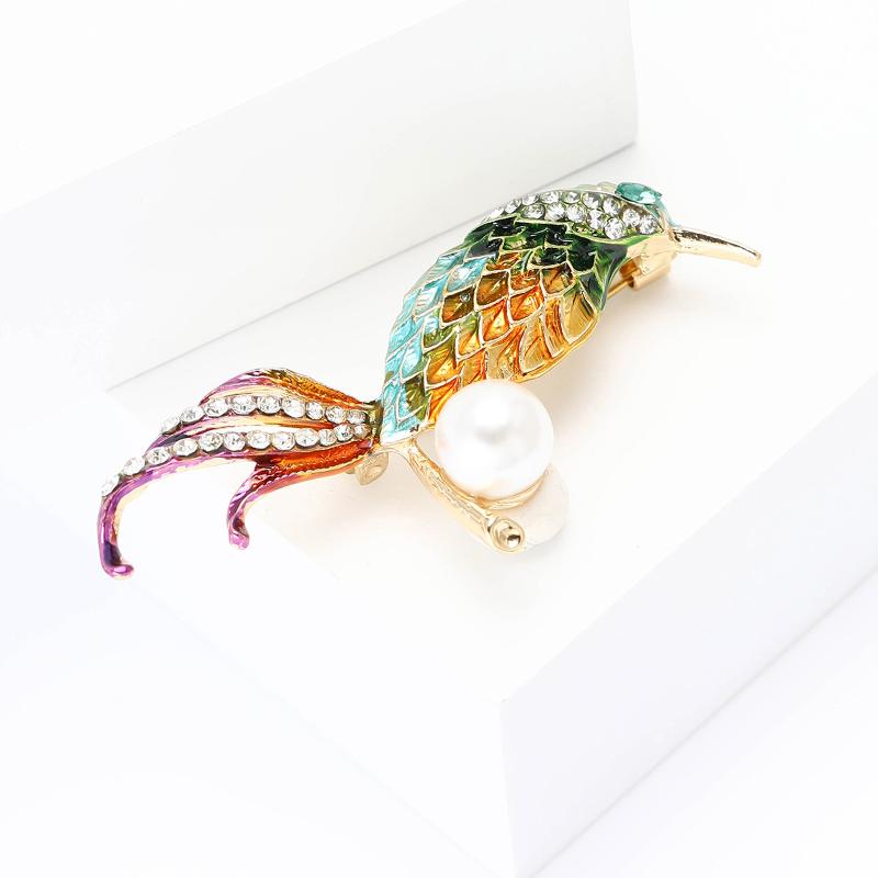 Classic Bird Brooches For Women Unisex Pearl Animal Pins Banquet Party Backpack Gifts Jewelry Accessories
