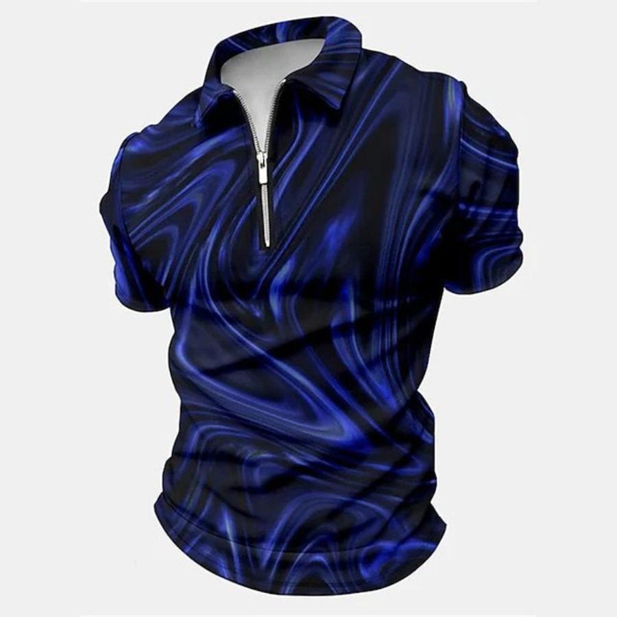 Casual 3d Print Zipper Polo Shirts Mens Sportwear T Shirt Animal Pattern Short Sleeve Summer Polos Top Men