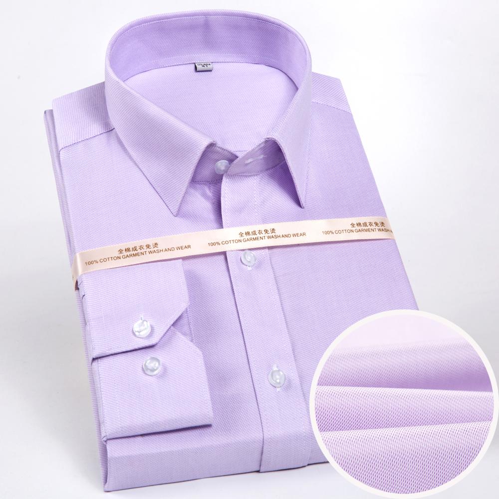 Men's Houndstooth Pattern Spread Collar Non-Iron Formal Shirts 100% Cotton - Long Sleeve Premium Quality Business Office Wear
