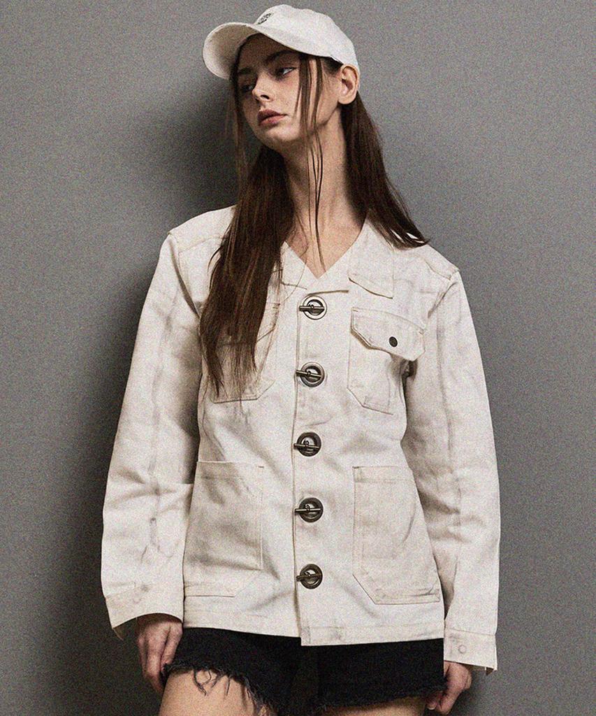 Ffeff Studio Cornmill Dirty Wash Denim Jacket (Ivory)
