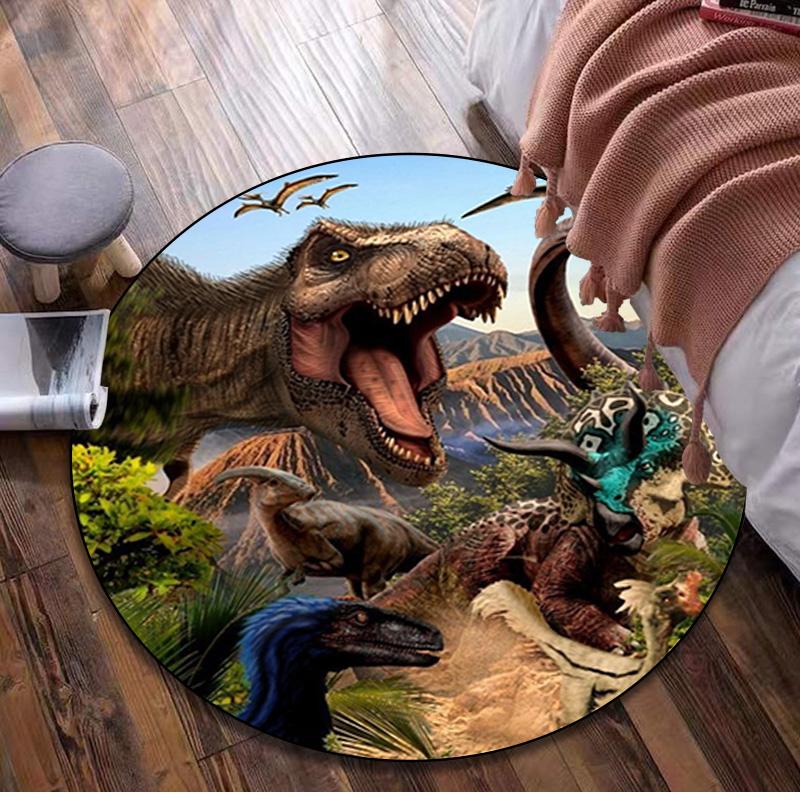Dinosaurs Circular Rug - Office Decorative Carpet For Living Room Bedroom Door Mat Floor Rug Computer Chair Area Rug