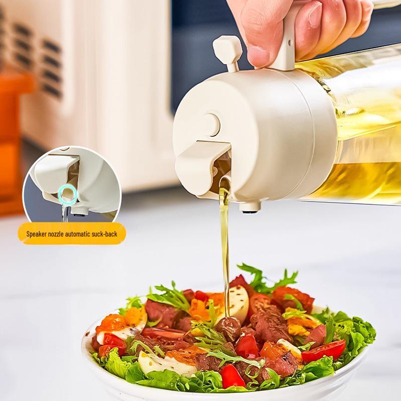 Two-in-One Glass Oil Spray & Pour Bottle - No Drip, Food Grade for Kitchen & Air Fryer