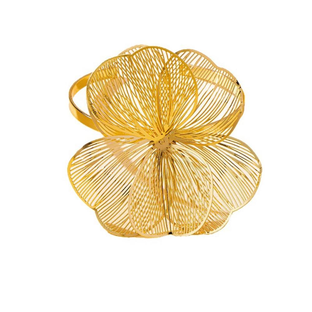 

Versatile Vintage Hollowed Flower Bracelet Gold Elegant Metal Brushed Bangle Exquisite Accessory Open Floral Arm Cuff Women