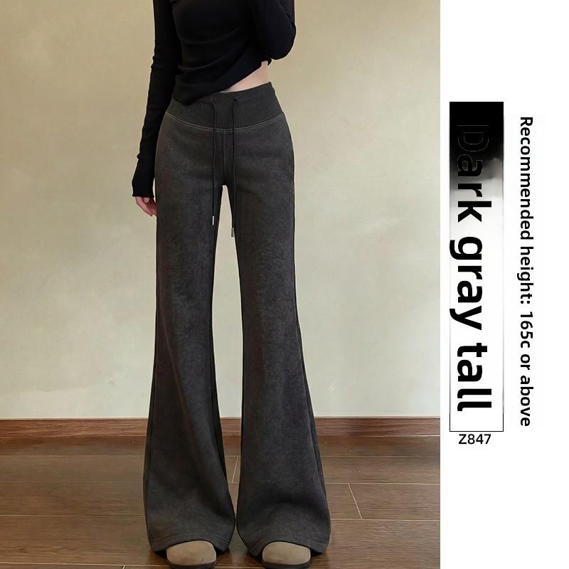 Micro-pull Sweatpants Women's Spring and Autumn Models New High-waisted and Thin Flared Pants Casual Sweater Pants