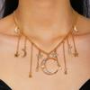 Exquisite Zircon Moon Star Tassel Pendant Necklaces for Women Ladies Bohemian Vacation Collarbone Necklaces Jewelry Accessories