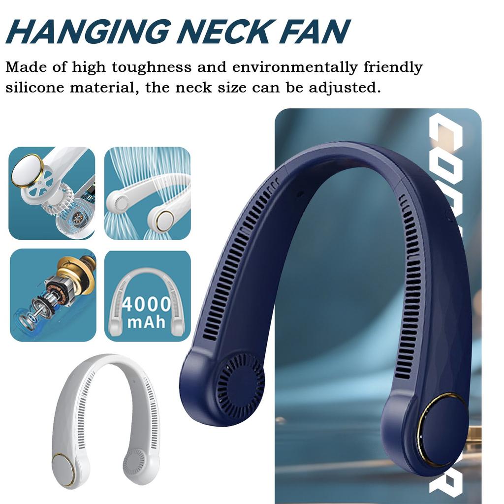Cold Portable Rechargeable Personal Wearable, 3 Wind Speed, Neck Support, USB Bladeless Lightweight Fan For  Flashes, Trav