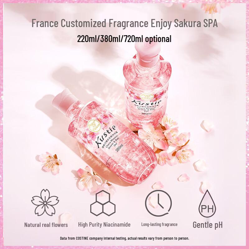 Kustie Upgraded Real Sakura Petal Shower Gel 3-Pack