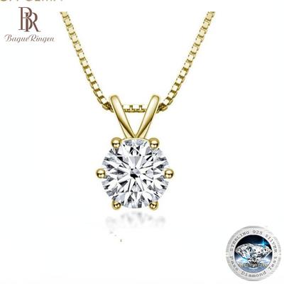 925 Sterling Silver 1ct Moissanite Necklace For Women Pendant Engagement Wedding Party Gifts